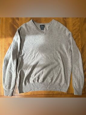 Jos. A. Bank V-Neck 100% Cashmere Sweater - Taupe/Oatmeal Color Size Medium